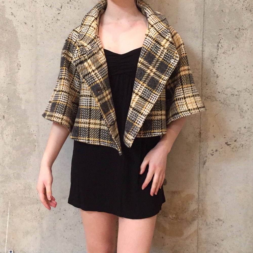 Steve Madden Vintage Plaid Crop Jacket Medium